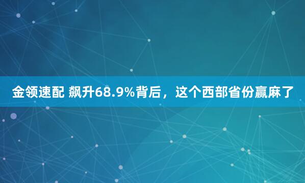 金领速配 飙升68.9%背后，这个西部省份赢麻了